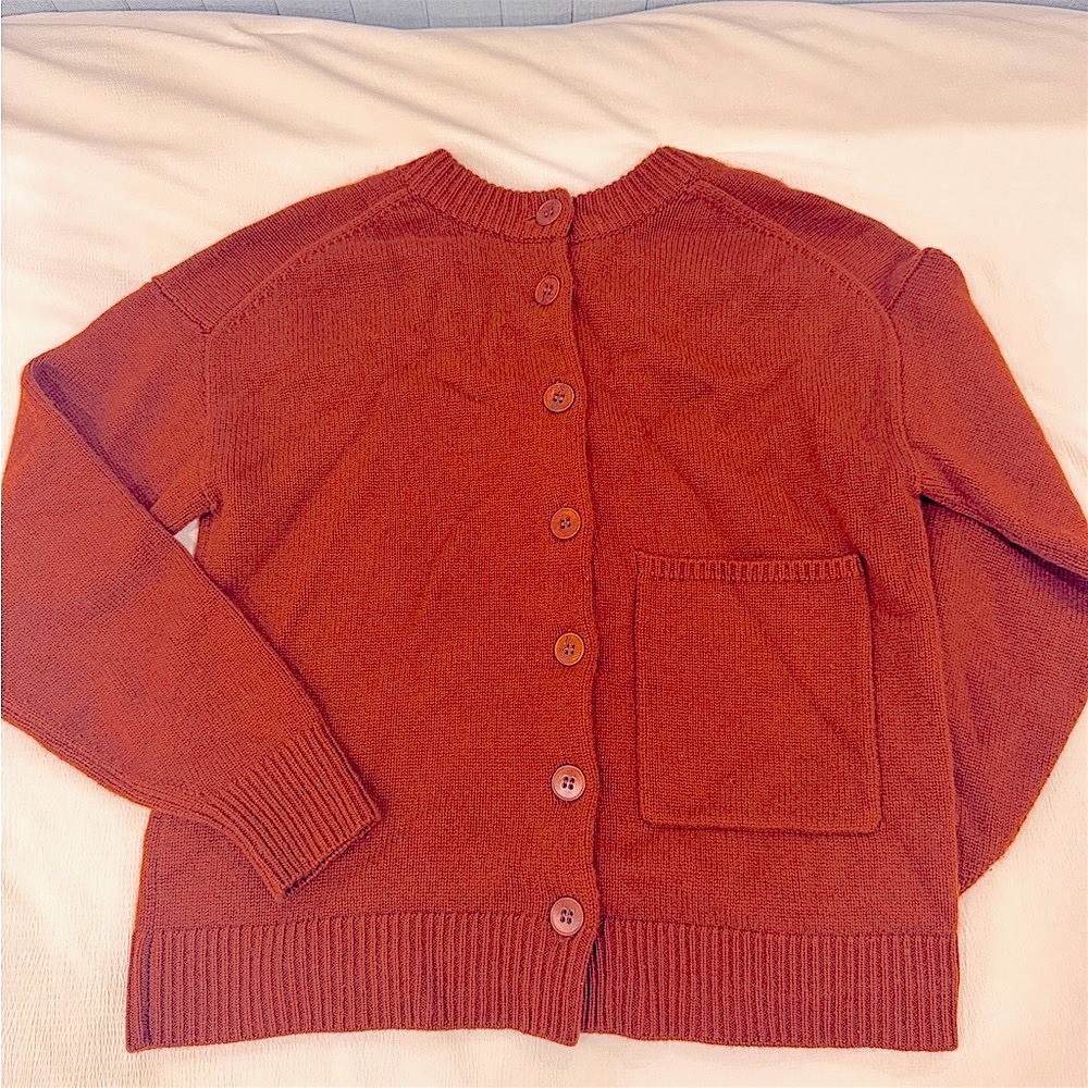 TIBI 100% Cashmere Backwards Reversible Cardigan Sweater Rust Brown XS